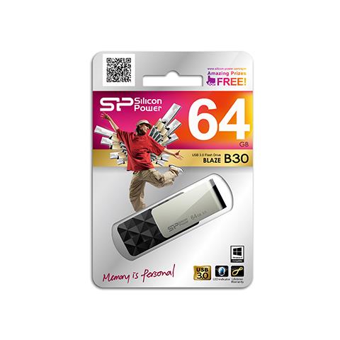 Blaze B30 64GB, USB 3.0 (3.1 Gen 1) , Type-A, 0 - 70 °C, Girare, Nero, Windows 7 Home Basic, Windows 7 Home Basic x64, Windows 7 Home Premium, Windows 7 Home Premium x64, - Foto 1